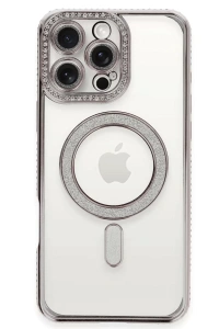 Apple iPhone 16 Pro Kılıf Joke Simli Magneticsafe Kılıf - Pembe