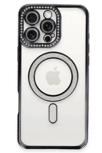 Apple iPhone 16 Pro Kılıf Joke Simli Magneticsafe Kılıf - Siyah