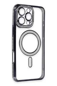 Apple iPhone 16 Pro Kılıf Joke Simli Magneticsafe Kılıf - Siyah