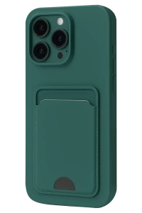 Apple iPhone 16 Pro Kılıf Kelvin Kartvizitli Silikon - Koyu Yeşil