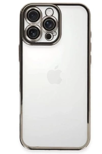 Apple iPhone 16 Pro Kılıf Lensli Silikon - Titanyum Gri