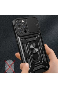Apple iPhone 16 Pro Kılıf Pars Lens Yüzüklü Silikon - Gümüş