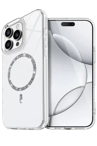 Apple iPhone 16 Pro Live Diamond Magsafe Kapak - Şeffaf