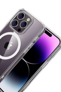 Apple iPhone 16 Pro Max Combo Sert Şeffaf Magsafe Kapak - Şeffaf