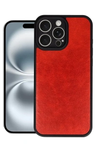 Apple iPhone 16 Pro Max Kılıf Aras Deri Kapak - Kırmızı