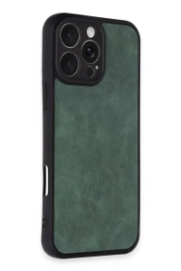 Apple iPhone 16 Pro Max Kılıf Aras Deri Kapak - Koyu Yeşil