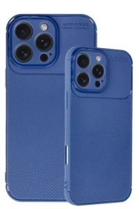 Apple iPhone 16 Pro Max Kılıf Auto Focus Karbon Kapak - Lacivert