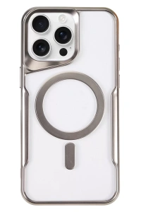 Apple iPhone 16 Pro Max Kılıf Boyi Magsafe Silikon Kapak - Gümüş