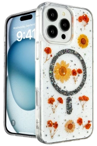 Apple iPhone 16 Pro Max Kılıf Daisy Simli Magsafe Kapak - Siyah