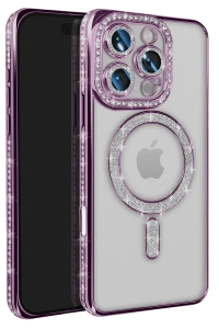 Apple iPhone 16 Pro Max Kılıf Joke Simli Magneticsafe Kılıf - Derin Mor