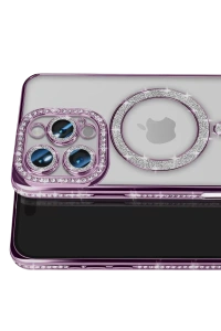 Apple iPhone 16 Pro Max Kılıf Joke Simli Magneticsafe Kılıf - Derin Mor