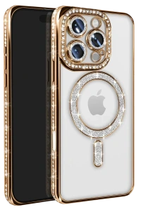 Apple iPhone 16 Pro Max Kılıf Joke Simli Magneticsafe Kılıf - Gold
