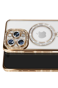 Apple iPhone 16 Pro Max Kılıf Joke Simli Magneticsafe Kılıf - Gold