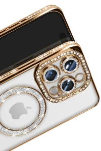 Apple iPhone 16 Pro Max Kılıf Joke Simli Magneticsafe Kılıf - Gold