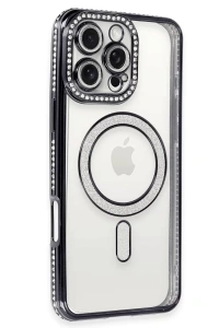 Apple iPhone 16 Pro Max Kılıf Joke Simli Magneticsafe Kılıf - Gri