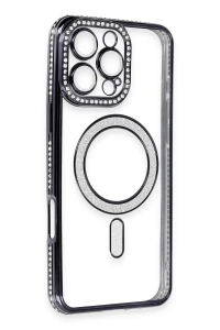 Apple iPhone 16 Pro Max Kılıf Joke Simli Magneticsafe Kılıf - Gri