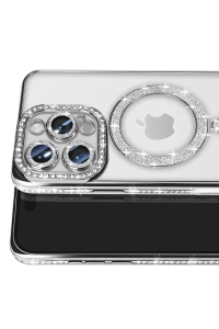 Apple iPhone 16 Pro Max Kılıf Joke Simli Magneticsafe Kılıf - Gümüş