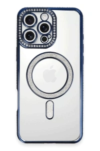 Apple iPhone 16 Pro Max Kılıf Joke Simli Magneticsafe Kılıf - Lacivert