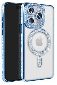 Apple iPhone 16 Pro Max Kılıf Joke Simli Magneticsafe Kılıf - Mavi