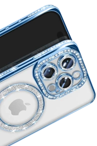 Apple iPhone 16 Pro Max Kılıf Joke Simli Magneticsafe Kılıf - Mavi