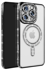 Apple iPhone 16 Pro Max Kılıf Joke Simli Magneticsafe Kılıf - Siyah