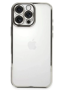 Apple iPhone 16 Pro Max Kılıf Lensli Silikon - Gümüş