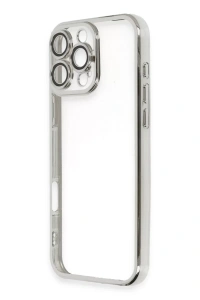 Apple iPhone 16 Pro Max Kılıf Lensli Silikon - Gümüş