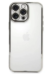 Apple iPhone 16 Pro Max Kılıf Lensli Silikon - Gümüş