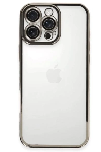 Apple iPhone 16 Pro Max Kılıf Lensli Silikon - Titanyum Gri
