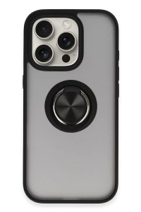 Apple iPhone 16 Pro Max Kılıf Montreal Yüzüklü Silikon Kapak - Siyah