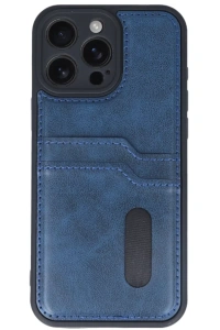 Apple iPhone 16 Pro Max Kılıf Sara Kartvizitli Deri Kılıf - Lacivert