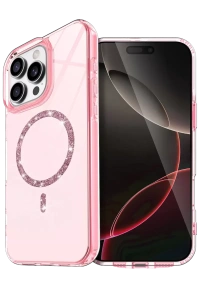 Apple iPhone 16 Pro Max Live Diamond Magsafe Kapak - Pembe