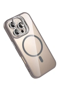Apple iPhone 16 Pro Remim Lensli Magsafe Standlı Kapak - Titan Gri