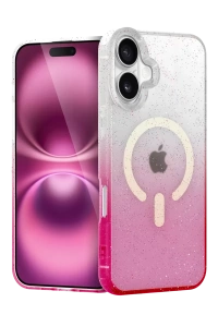 Apple iPhone 16 Pummel Shiny Magsafe Kapak - Pembe