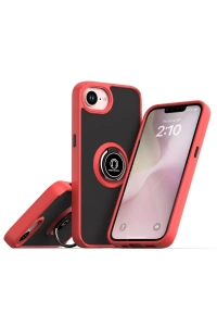 Apple iPhone 16E Kılıf Montreal Yüzüklü Silikon Kapak - Kırmızı