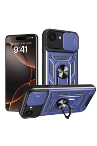 Apple iPhone 16E Kılıf Pars Lens Yüzüklü Silikon - Lacivert
