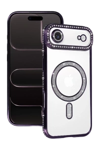 Apple iPhone 17 Air Joke Simli Magneticsafe Kılıf - Derin Mor
