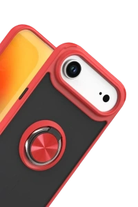 Apple iPhone 17 Air Montreal Yüzüklü Silikon Kapak - Kırmızı