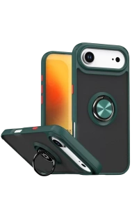 Apple iPhone 17 Air Montreal Yüzüklü Silikon Kapak - Yeşil