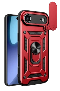 Apple iPhone 17 Air Pars Lens Yüzüklü Silikon - Kırmızı