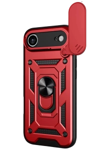 Apple iPhone 17 Air Pars Lens Yüzüklü Silikon - Kırmızı