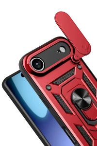Apple iPhone 17 Air Pars Lens Yüzüklü Silikon - Kırmızı