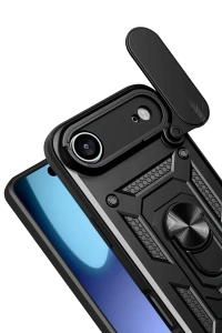 Apple iPhone 17 Air Pars Lens Yüzüklü Silikon - Siyah