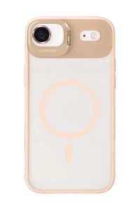 Apple iPhone 17 Air Remim Lensli Magsafe Standlı Kapak - Pembe