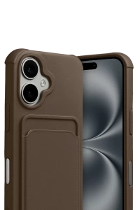 Apple iPhone 17 Kelvin Kartvizitli Silikon - Kahverengi