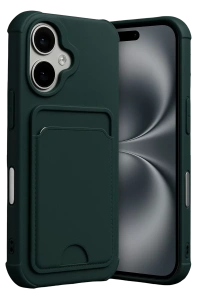 Apple iPhone 17 Kelvin Kartvizitli Silikon - Koyu Yeşil