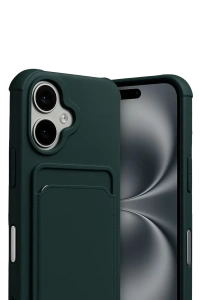 Apple iPhone 17 Kelvin Kartvizitli Silikon - Koyu Yeşil