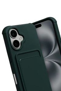 Apple iPhone 17 Kelvin Kartvizitli Silikon - Koyu Yeşil