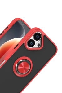 Apple iPhone 17 Montreal Yüzüklü Silikon Kapak - Kırmızı