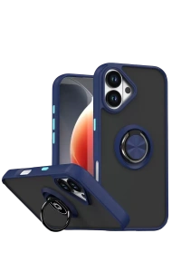 Apple iPhone 17 Montreal Yüzüklü Silikon Kapak - Lacivert